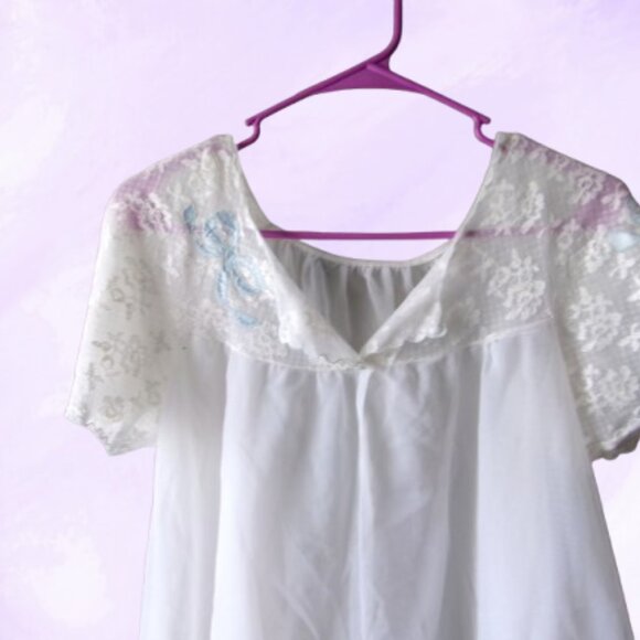 Radcliffe vintage coquette nightgown nightie lingerie bow lace in white/ivory L - Picture 9 of 11